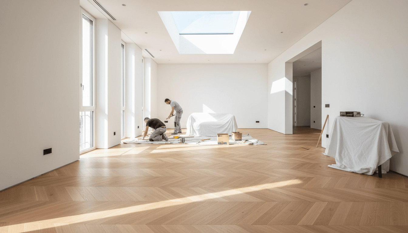 Instalación profesional de tarimas de madera en Madrid con acabado impecable y luz natural